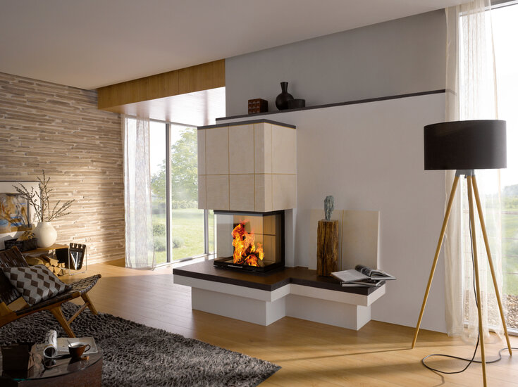 Heizkamin mit großer Sichtscheibe